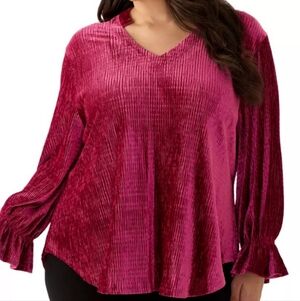 Ruby Rd. Women's Fuchsia Velvet Blouse 2X